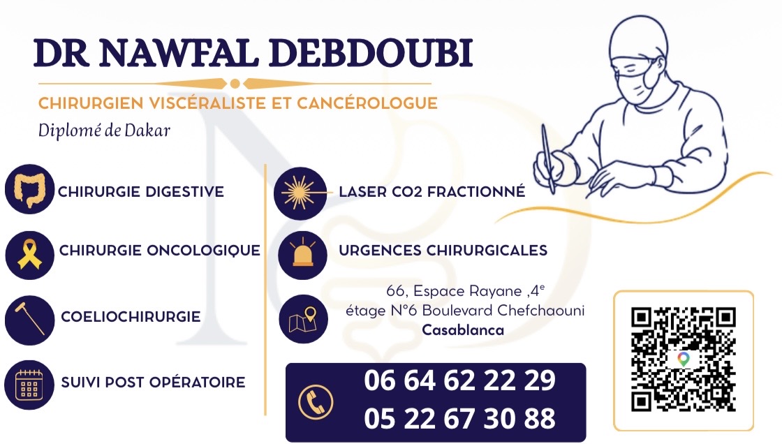 Carte de visite du Dr Nawfal Debdoubi en français